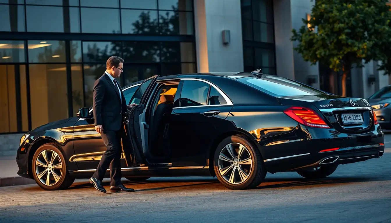 A chauffeur opening door for a VIP guest at a corporate event in London