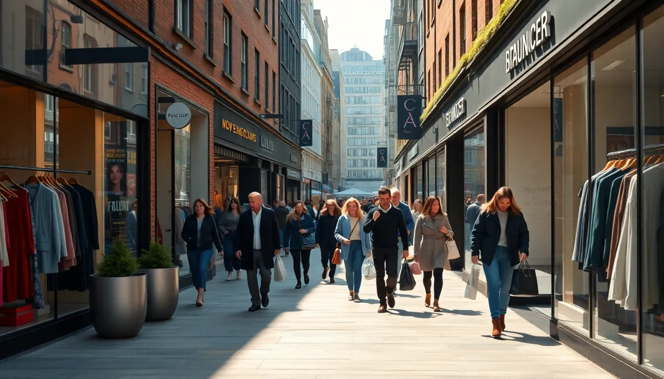 A shopping street in London where RideBlack hourly chauffeur guests are busy in shopping
