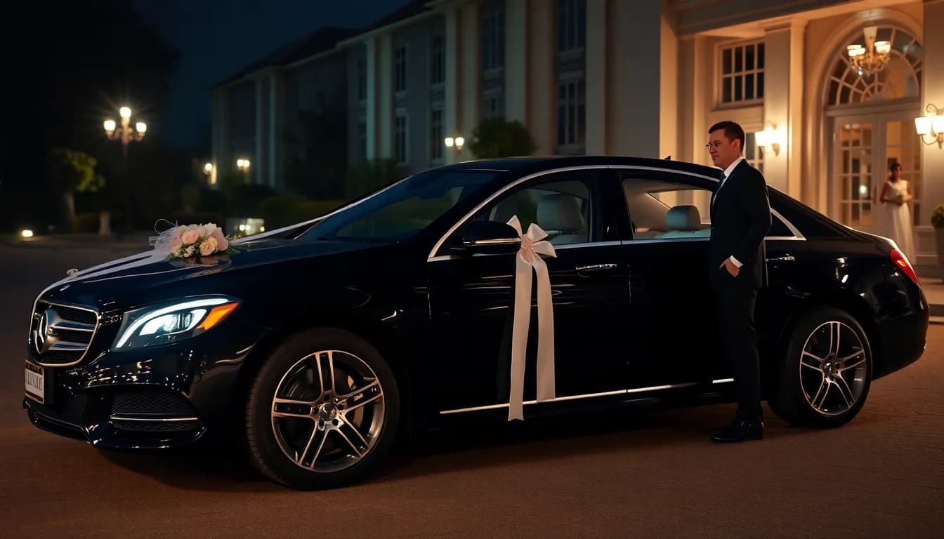RideBlack luxury chauffeur car on a wedding event in London
